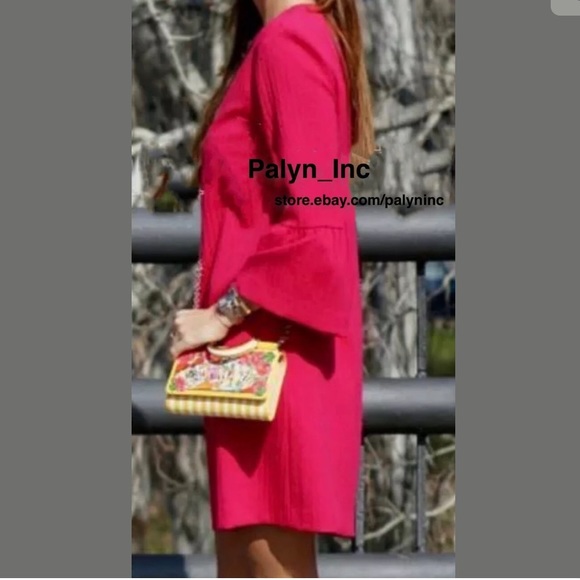 ❤️ZARA FUCHSIA RED DRESS WITH FRILLED SLEEVES - Picture 2 of 10